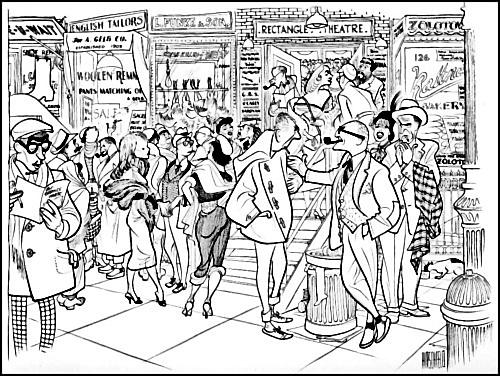Al Hirschfeld (1956)- Off Broadway Theatre Audience Intermission