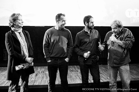 Maria Bosio, Matteo Garrone,Graziano Graziani e Attilio Scarpellini alla proiezione de L'altra estate. Foto di Margherita Cenni